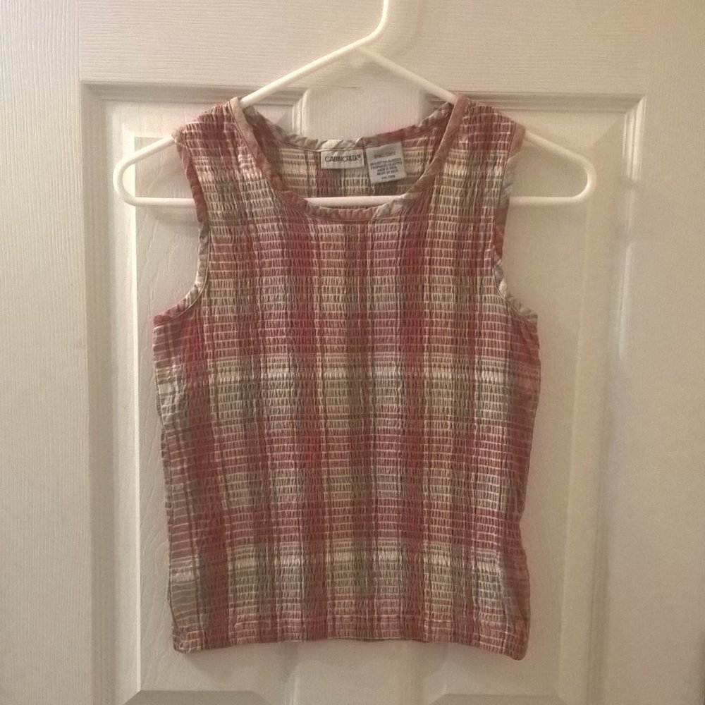 Cabin Creek Plaid Ruched Tank Top Small